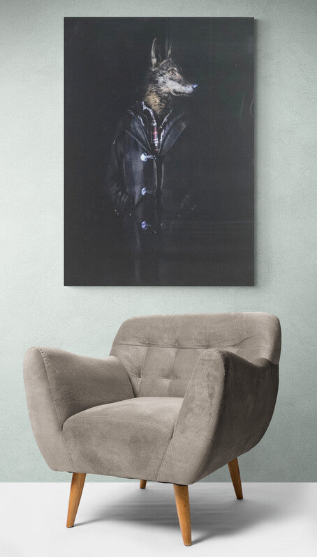 dog dressed in clothes painting