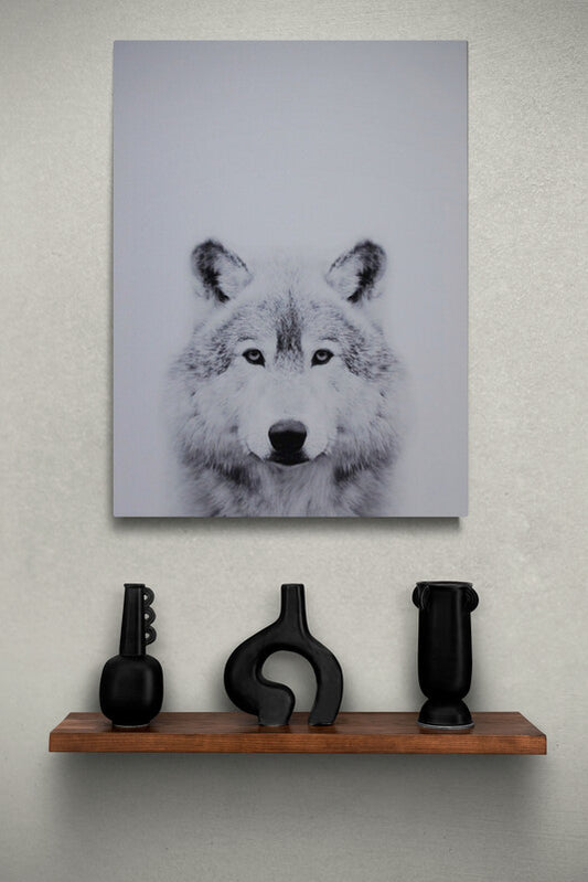 black and white wolf canvas print