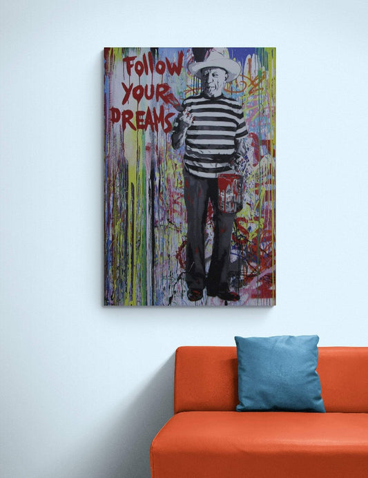 Bansky, Wall decor, canvas print, pop art, Follow your dreams - Classy Canvas Designs