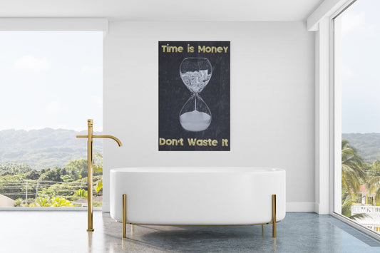 Success & Motivational canvas print, canvas wall art, wall decor, Time is money, hourglass - Classy Canvas Designs