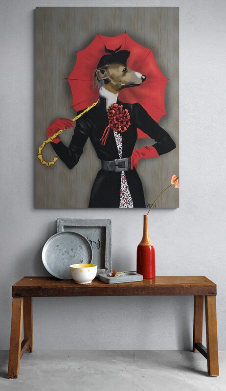 Dog in clothes print