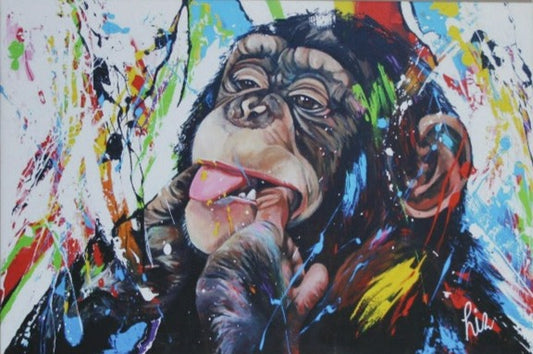 Abstract canvas print “monkey eating finger” - Classy Canvas Designs