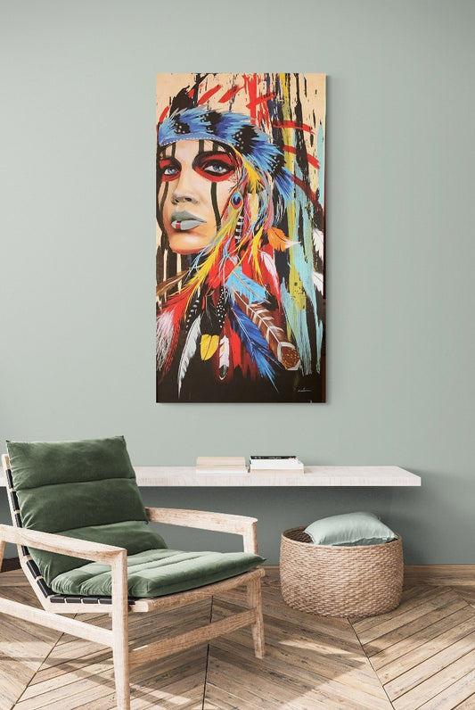 Canvas print indigenous woman in traditional costume - Classy Canvas Designs