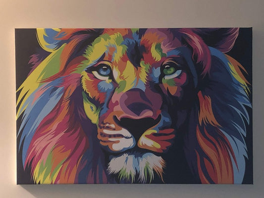 lion multi color canvas - Classy Canvas Designs