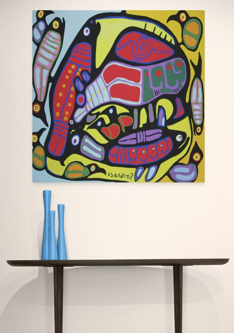 Norval Morrisseau, indian group of seven, Circle of life. Canadian artist. Canvas print, canvas wall art, wall decor, gift for him, for her - Classy Canvas Designs