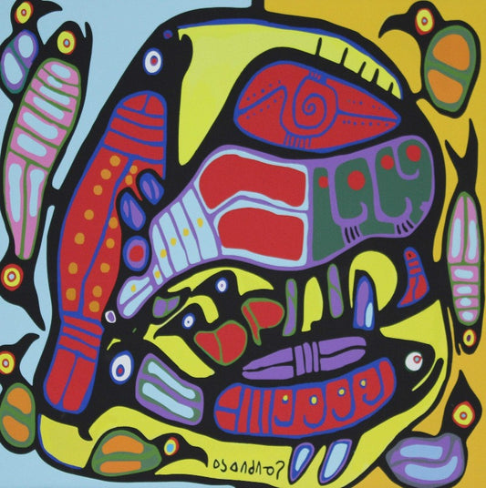 Norval Morrisseau, indian group of seven, Circle of life. Canadian artist. Canvas print, canvas wall art, wall decor, gift for him, for her - Classy Canvas Designs
