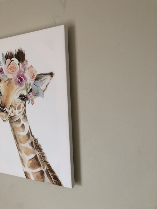 Nursery, canvas print, home decor. "Cute giraffe” - Classy Canvas Designs