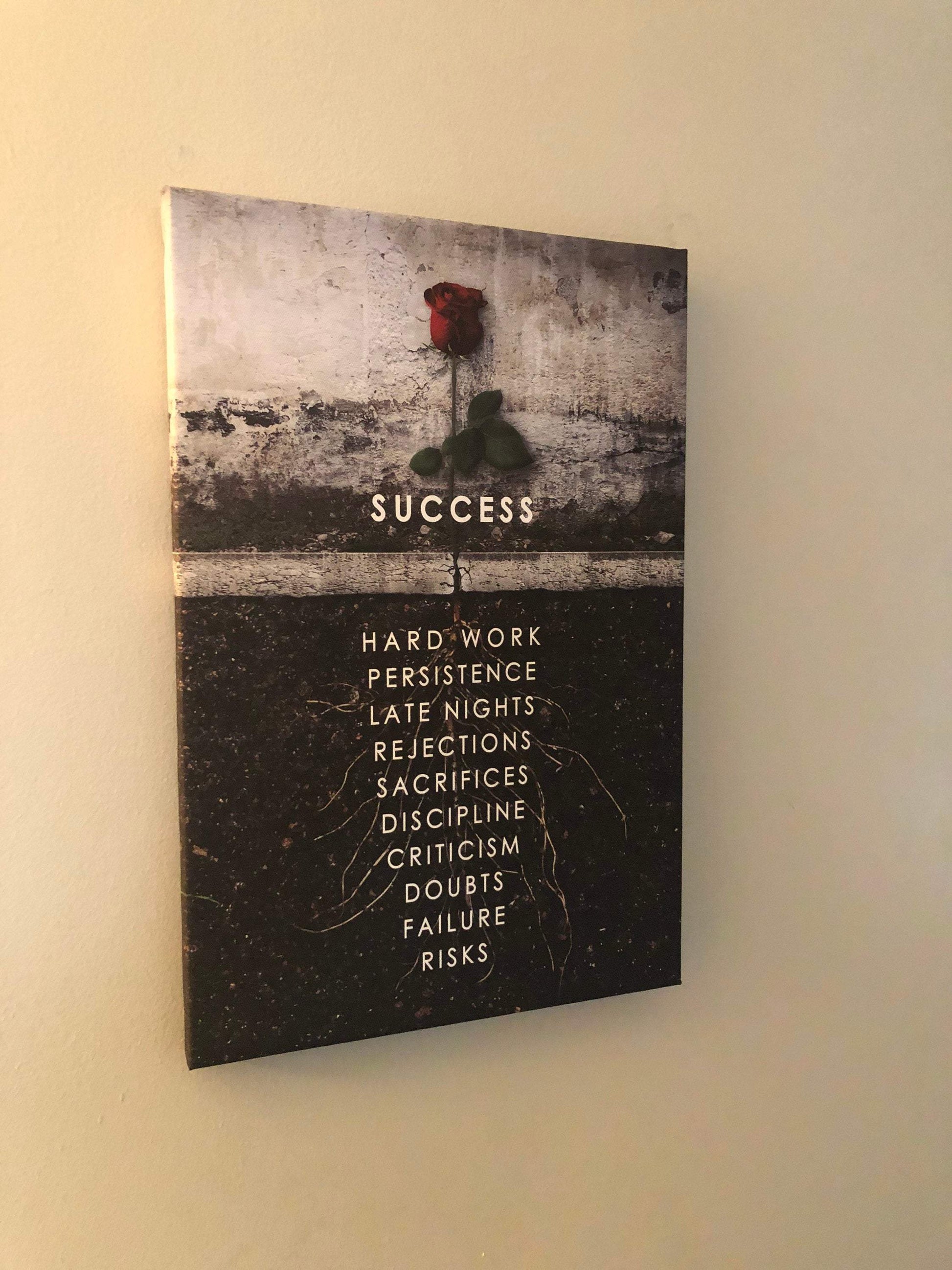 Success and motivational canvas print, “rose” - Classy Canvas Designs
