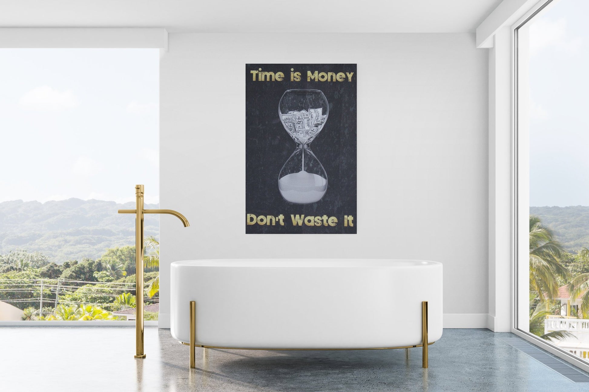 Success & Motivational canvas print, canvas wall art, wall decor, Time is money, hourglass - Classy Canvas Designs