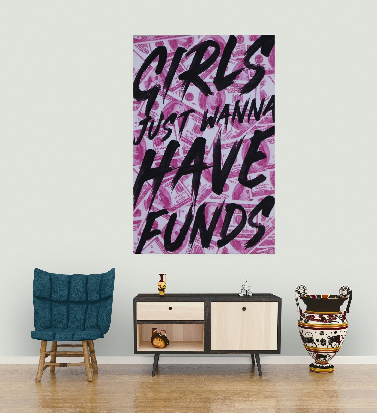 Success & Motivational canvas print, Woman success print, woman motivation print, canvas wall art, "Girls just wanna have funds." - Classy Canvas Designs