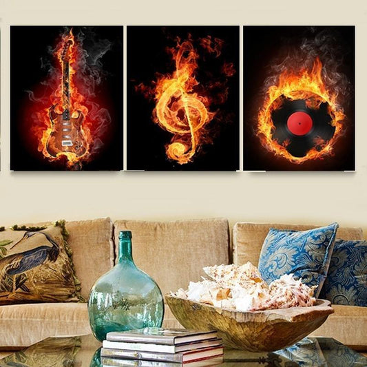 Wall decor, canvas print “Red hot music ” 3 panel - Classy Canvas Designs