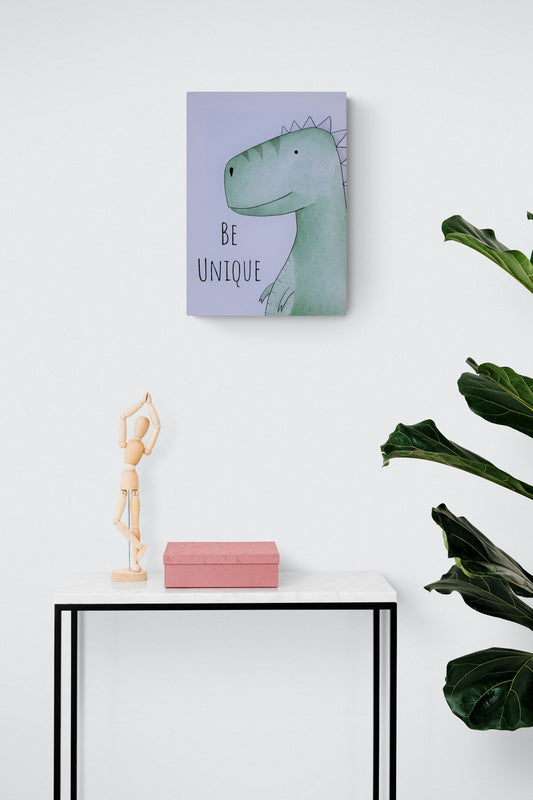 Wall decor, dinosaur art, nursery canvas print, "Be unique” - Classy Canvas Designs