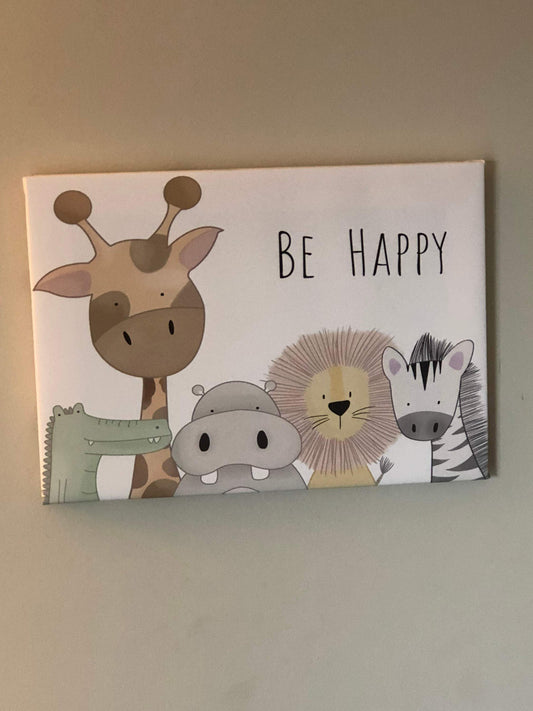 Wall decor, nursery canvas print, "Be happy” - Classy Canvas Designs