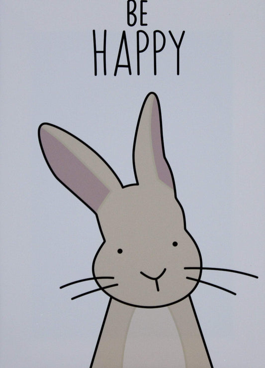Wall decor, Nursery, canvas print, home decor. "Be happy” rabbit - Classy Canvas Designs