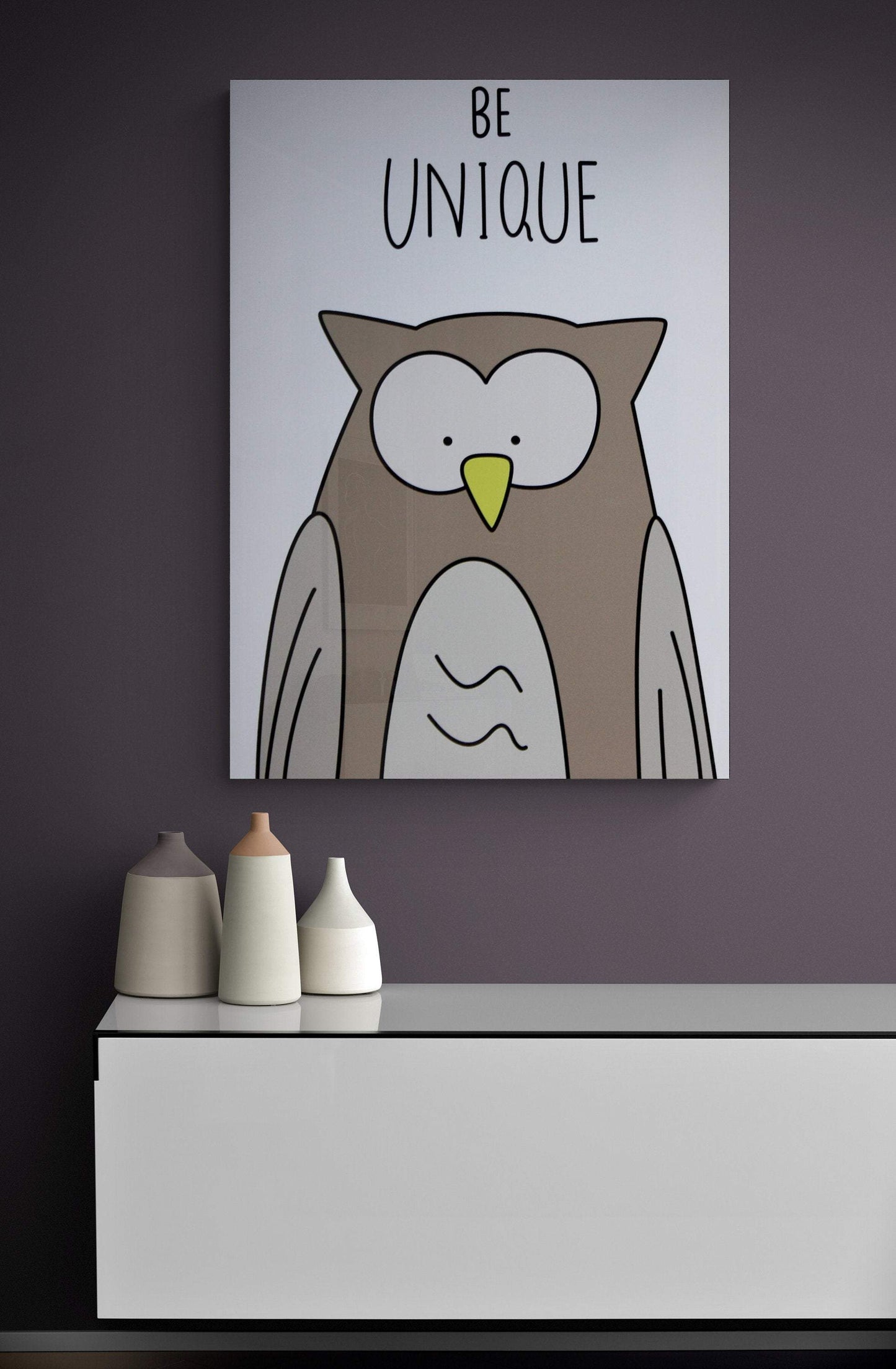 Wall decor, Nursery, canvas print, home decor. "Be unique” owl - Classy Canvas Designs